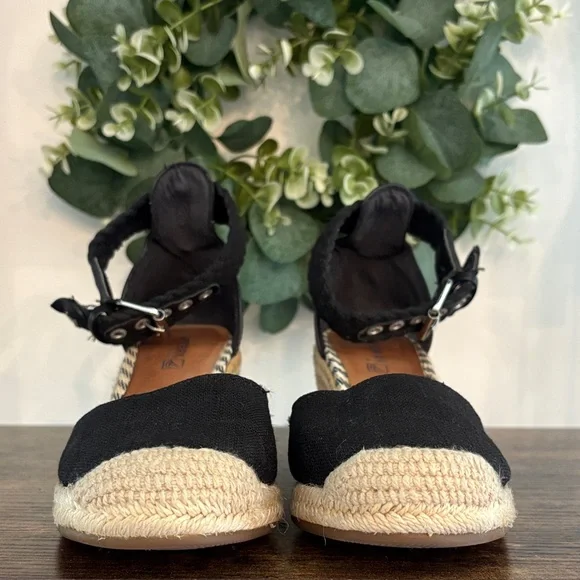 Sperry Black Espadrille Wedge Sandals - Picture 2 of 6